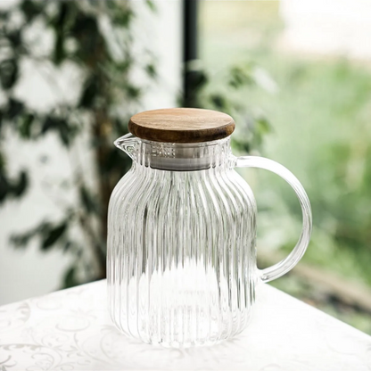 Almina Luana Glas Karaffe mit Holzdeckel
