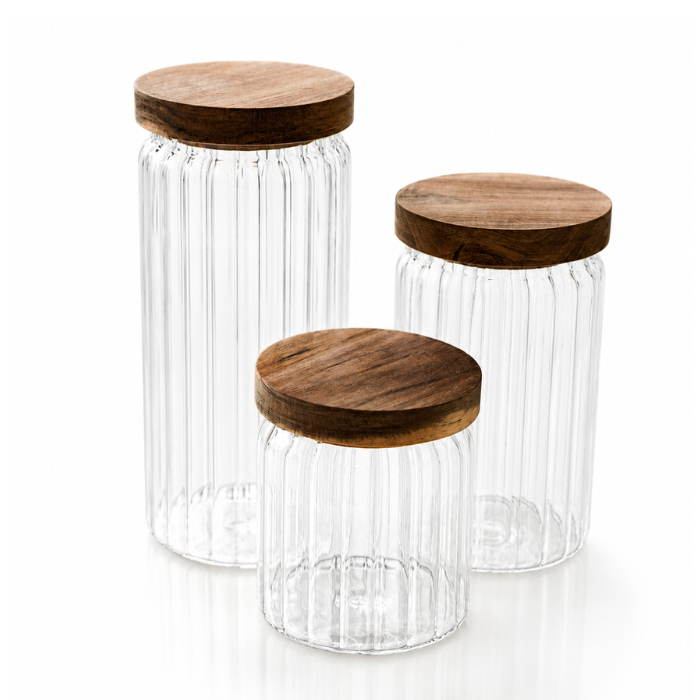 Almina Luana Vorratsglas mit Holzdeckel, Groß