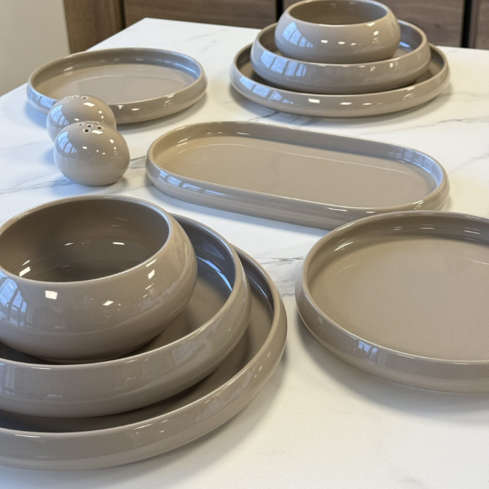 Mulex Moon Grey Porzellan-Tafelservice für 6 Personen