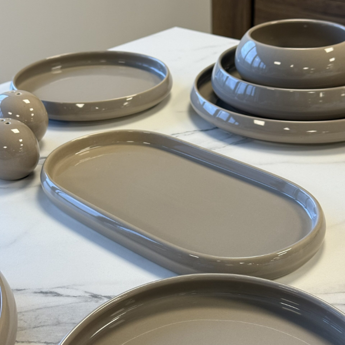 Mulex Moon Grey Porzellan-Tafelservice für 6 Personen