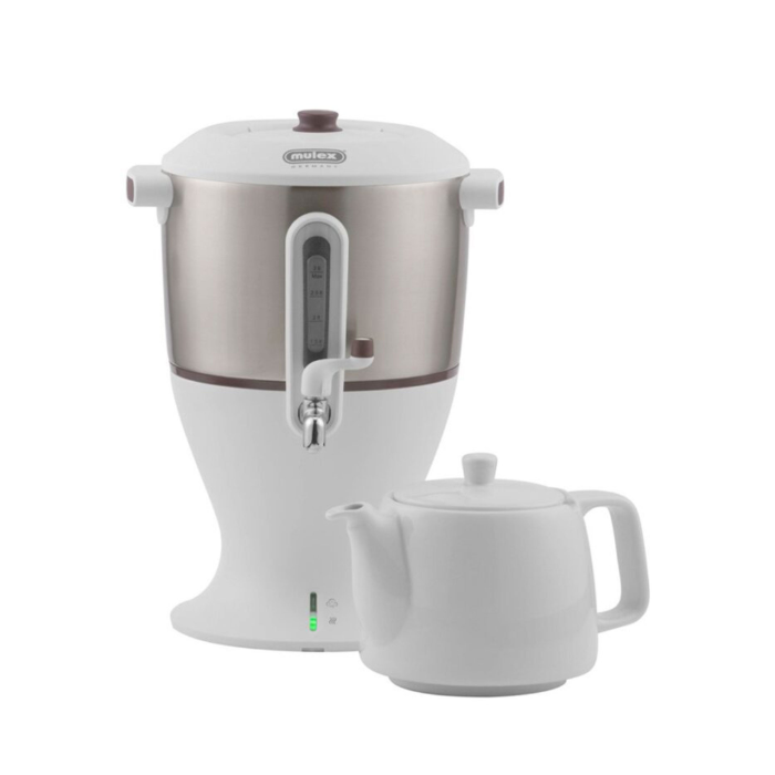 Mulex MX020 Samowar mit Porzellanteekanne, Weiß
