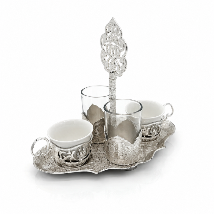 Osmanlı Türk Kahve Seti, Metal ve Bardaklı