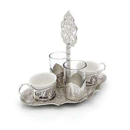 Osmanlı Türk Kahve Seti, Metal ve Bardaklı