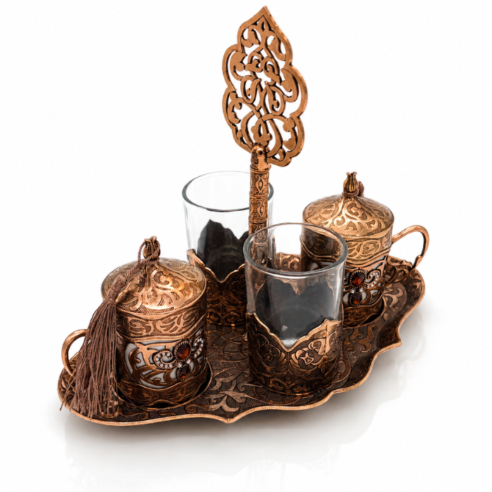 Osmanlı Türk Kahve Seti, Metal ve Bardaklı