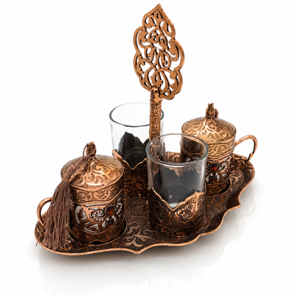 Osmanlı Türk Kahve Seti, Metal ve Bardaklı