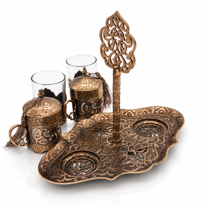 Osmanlı Türk Kahve Seti, Metal ve Bardaklı