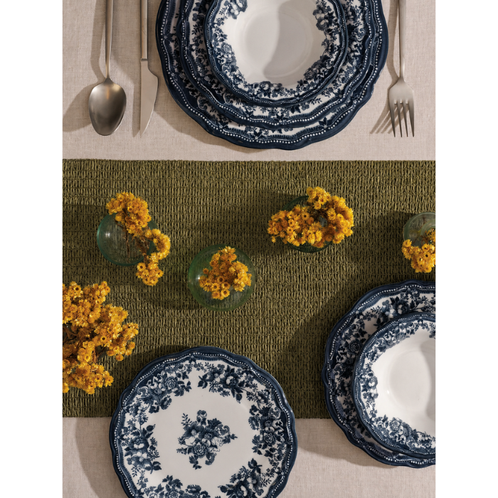 Vintage Fulya Blue Porzellan-Tafelservice für 6 Personen