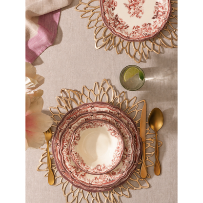 Vintage Fulya Red Porzellan-Tafelservice für 6 Personen
