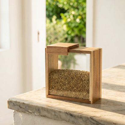 Acar PureWood Akasya Ahşap Sürgülü Kapaklı Cam Kavanoz, 1400 ml