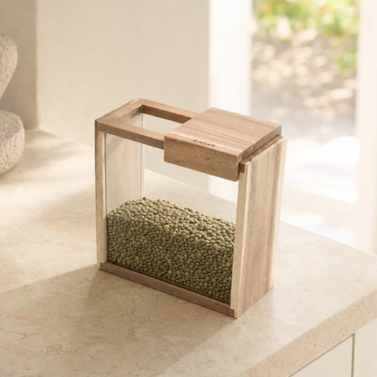 Acar PureWood Akasya Ahşap Sürgülü Kapaklı Cam Kavanoz, 1400 ml