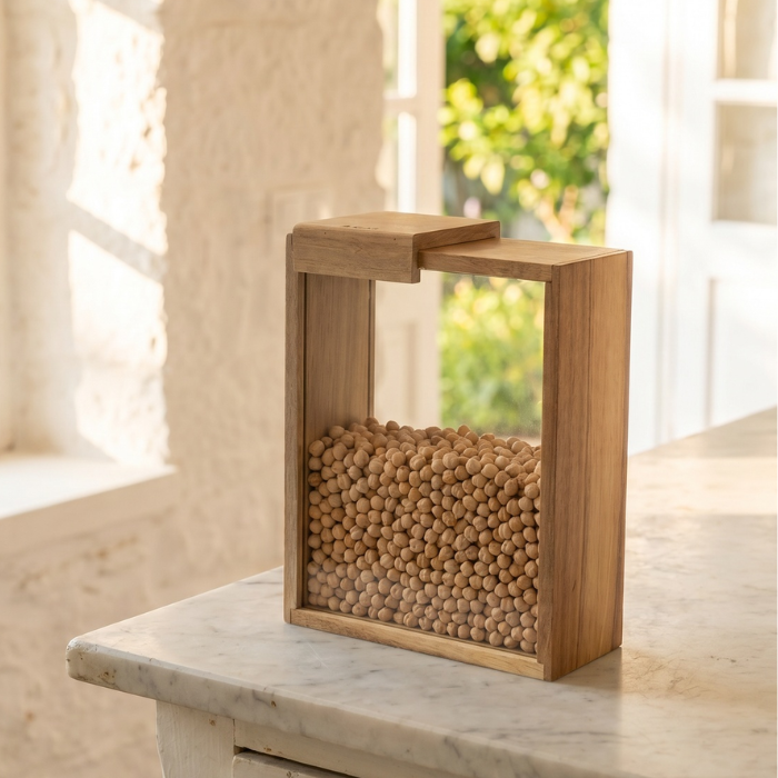Acar PureWood Akasya Ahşap Sürgülü Kapaklı Cam Kavanoz, 2000 ml