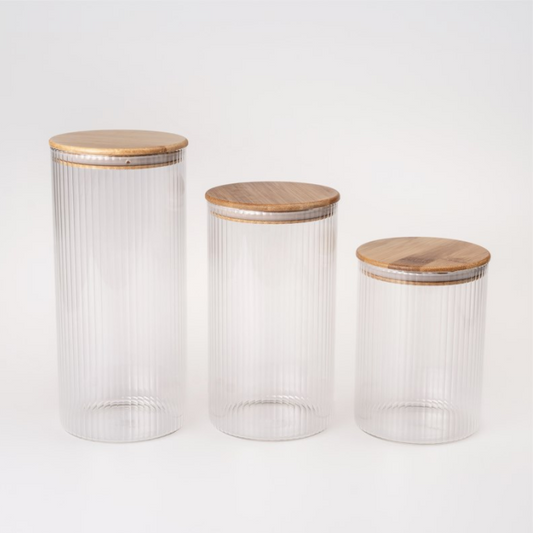 Stripe Vorratsgläser Akaziendeckel