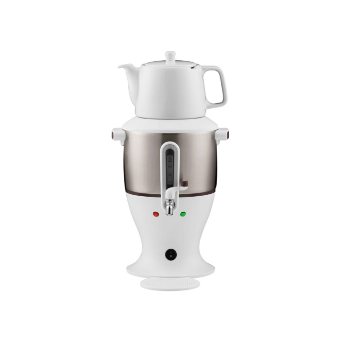 Mulex MX020 Samowar mit Porzellanteekanne, Weiß