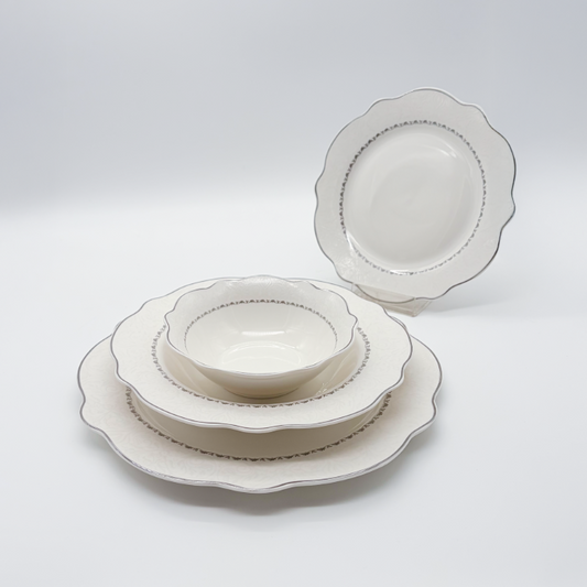 Schäfer Reflief Platin Porzellan-Tafelservice für 6 Personen