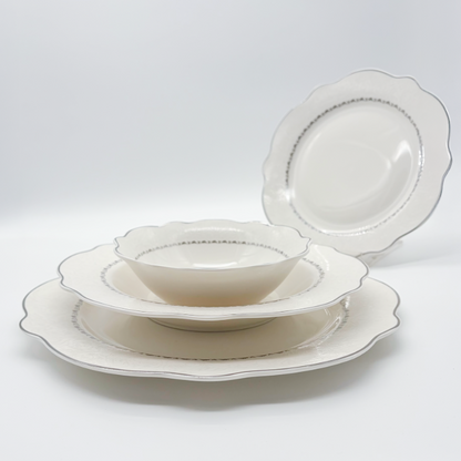 Schäfer Reflief Platin Porzellan-Tafelservice für 6 Personen