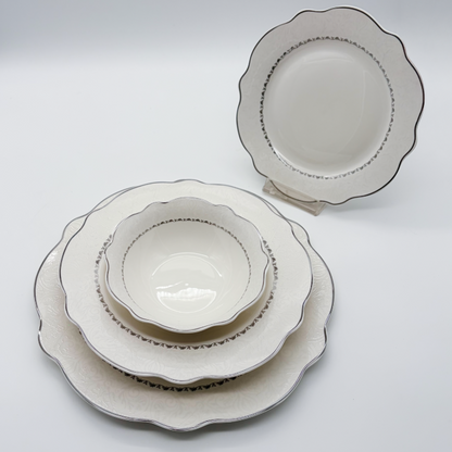 Schäfer Reflief Platin Porzellan-Tafelservice für 6 Personen