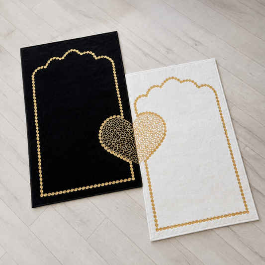 Kalplı Çift Seccade - Gebetsteppich-Set für Paare