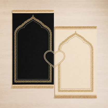 Kalplı Çift Seccade - Gebetsteppich-Set für Paare