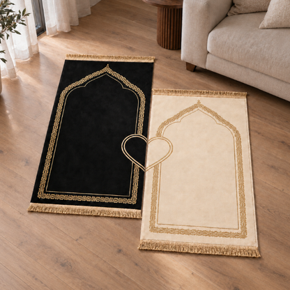 Kalplı Çift Seccade - Gebetsteppich-Set für Paare