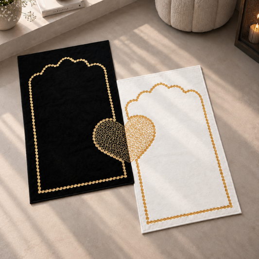 Kalplı Çift Seccade - Gebetsteppich-Set für Paare