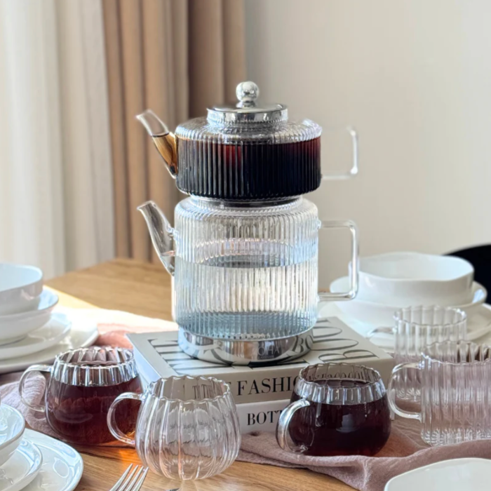 Zoha Stripe XL Induktion Glas Teekanne