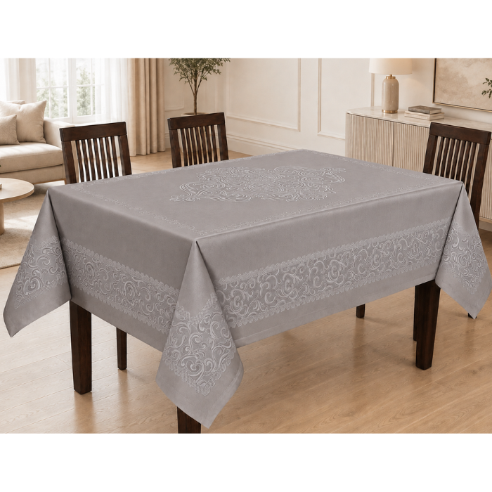 Dertsiz Masa Örtüsü – Fleckenabweisende Tischdecke, Grau, 160 × 220 cm