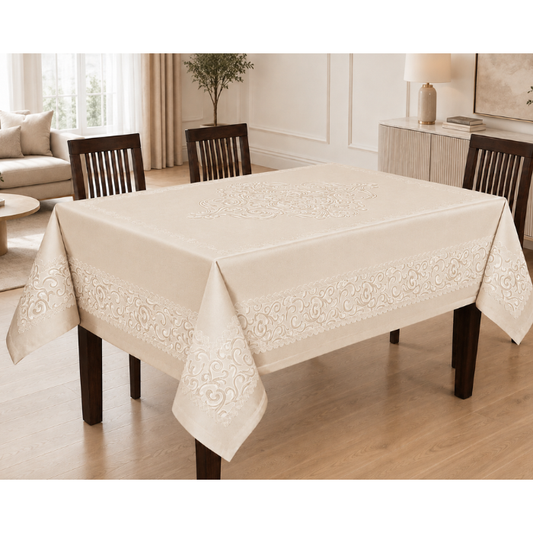 Dertsiz Masa Örtüsü – Fleckenabweisende Tischdecke, Creme, 160 × 220 cm