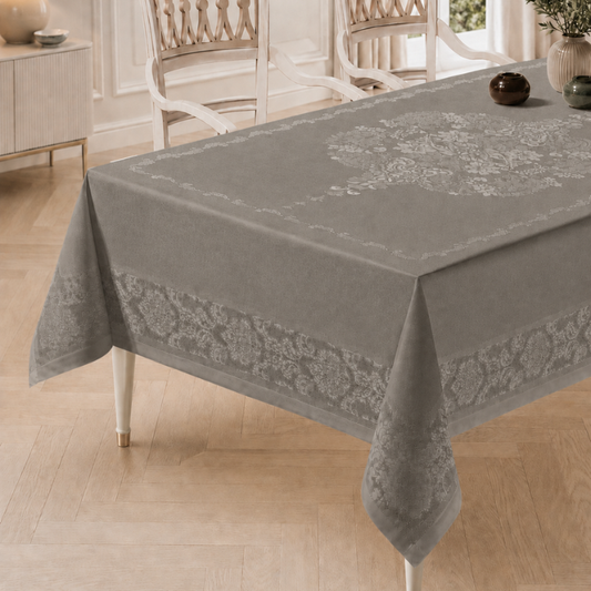 Dertsiz Masa Örtüsü – Wasserabweisende Tischdecke, Grau, 160 × 220 cm
