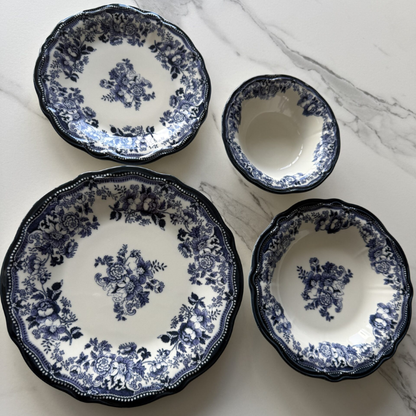 Vintage Fulya Blue Porzellan-Tafelservice für 6 Personen