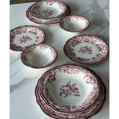 Vintage Fulya Red Porzellan-Tafelservice für 6 Personen