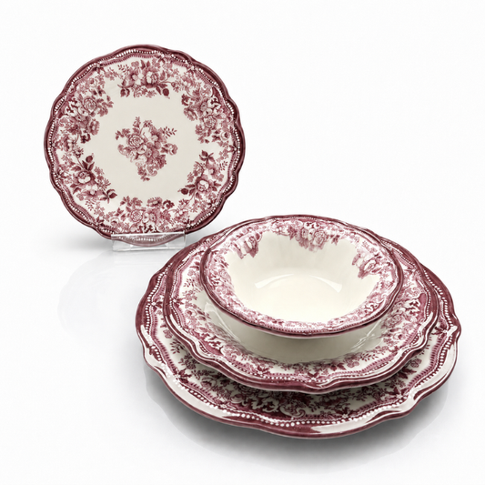 Vintage Fulya Red Porzellan-Tafelservice für 6 Personen
