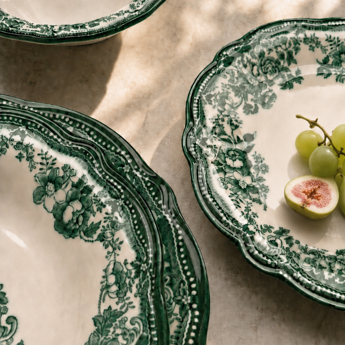 Vintage Fulya Green Porzellan-Tafelservice für 6 Personen