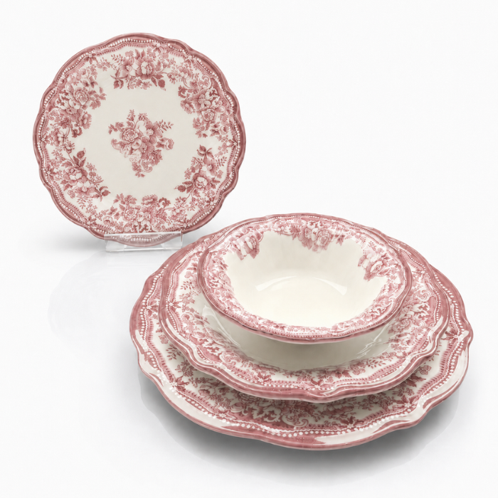 Vintage Fulya Red Porzellan-Tafelservice für 6 Personen