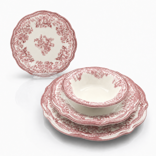 Vintage Fulya Red Porzellan-Tafelservice für 6 Personen