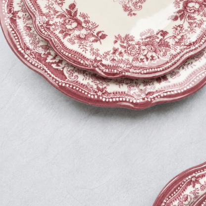 Vintage Fulya Red Porzellan-Tafelservice für 6 Personen