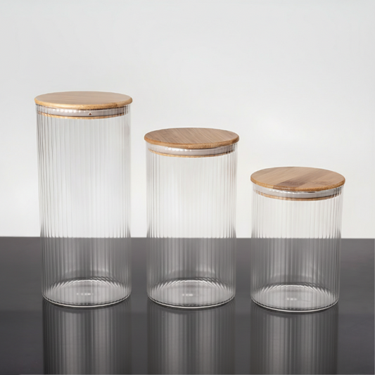 Stripe Vorratsgläser Akaziendeckel