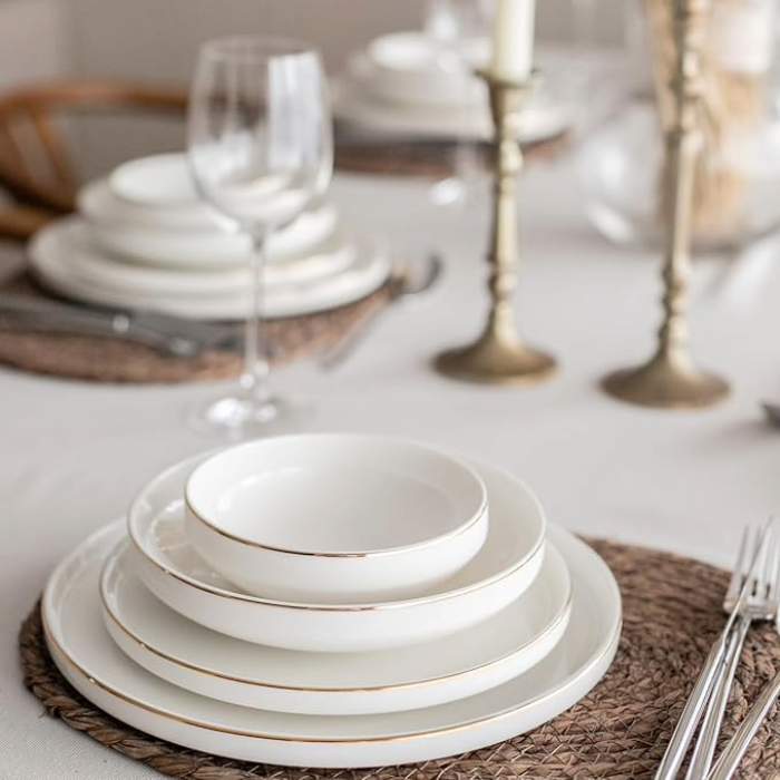 Zoha Pure Gold Porzellan-Tafelservice für 6 Personen